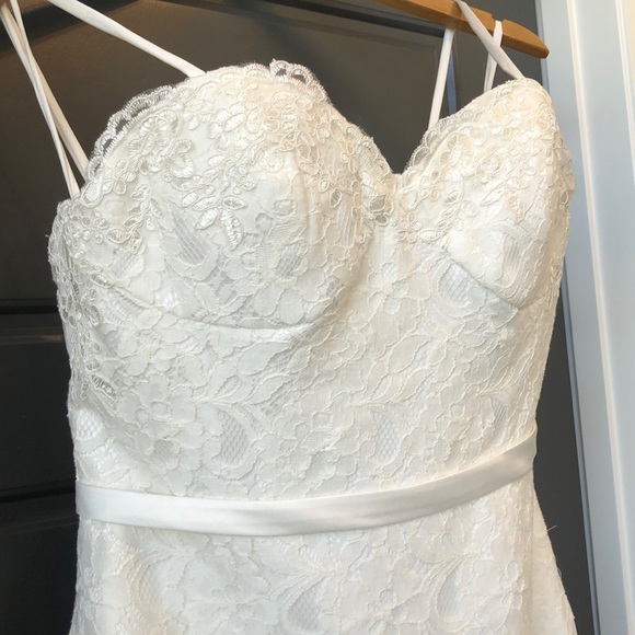 Stunning Ivory Lacy Fit and Flare Gown - Picture 3 of 5